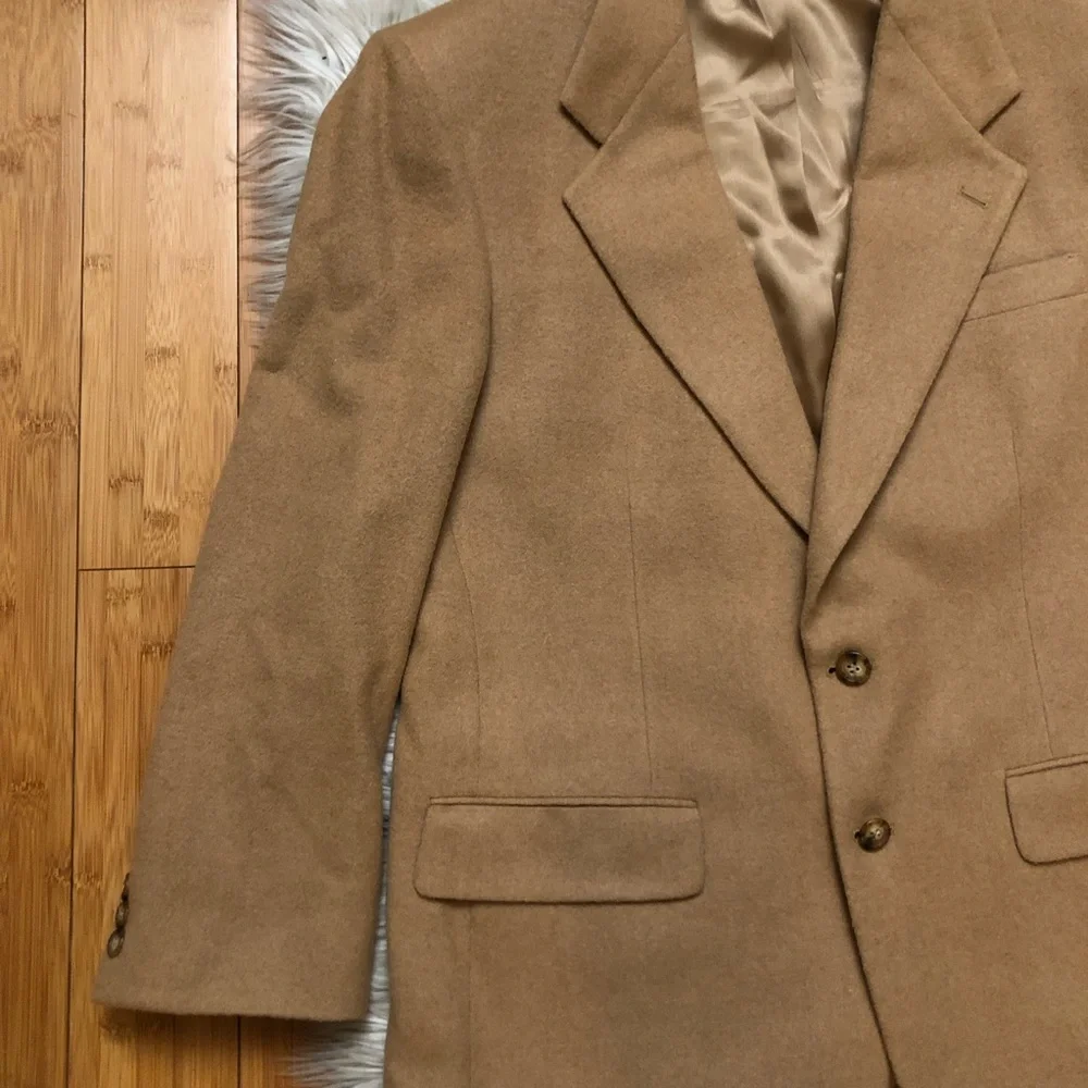 Vintage Saks Fifth Avenue 100% Camel Hair Classic Tan Mens Blazer size L
